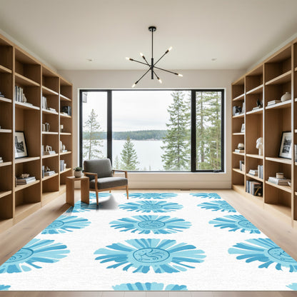 Light Blue Floral Medallion Rug