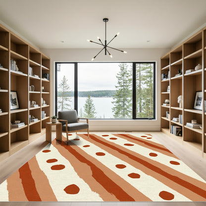 Terracotta Polka Dot Stripe Rug