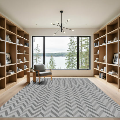 Shaded Gray Chevron Pattern Rug
