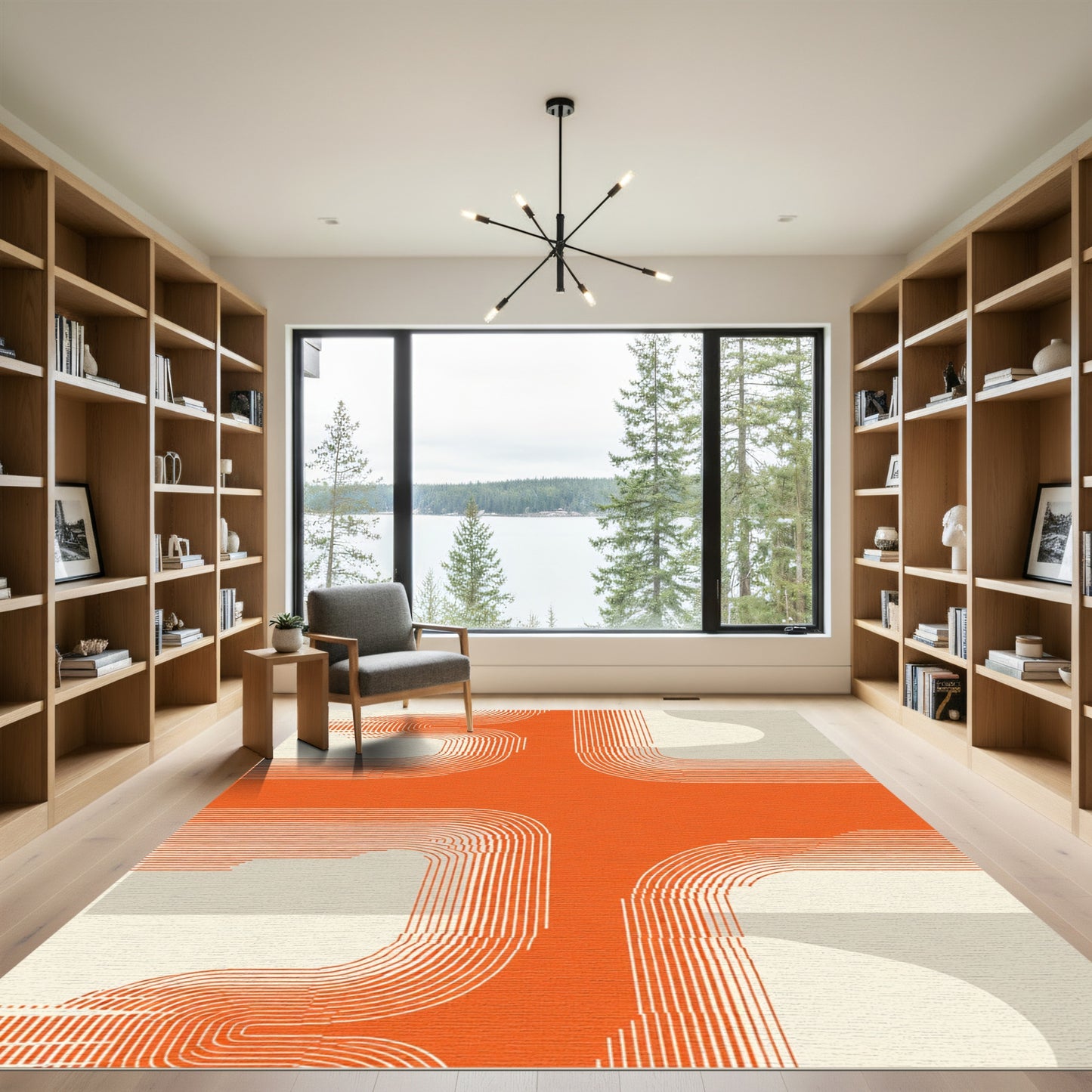 Orange Abstract Stripe Arch Rug