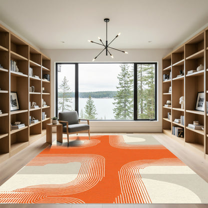 Orange Abstract Stripe Arch Rug