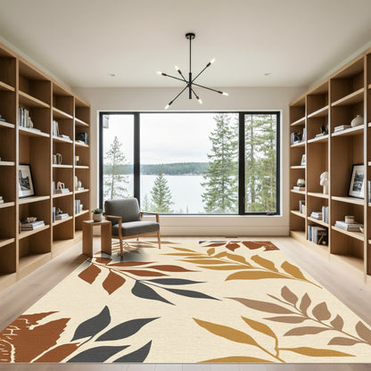 Earthy Autumn Leaf Branches Rug