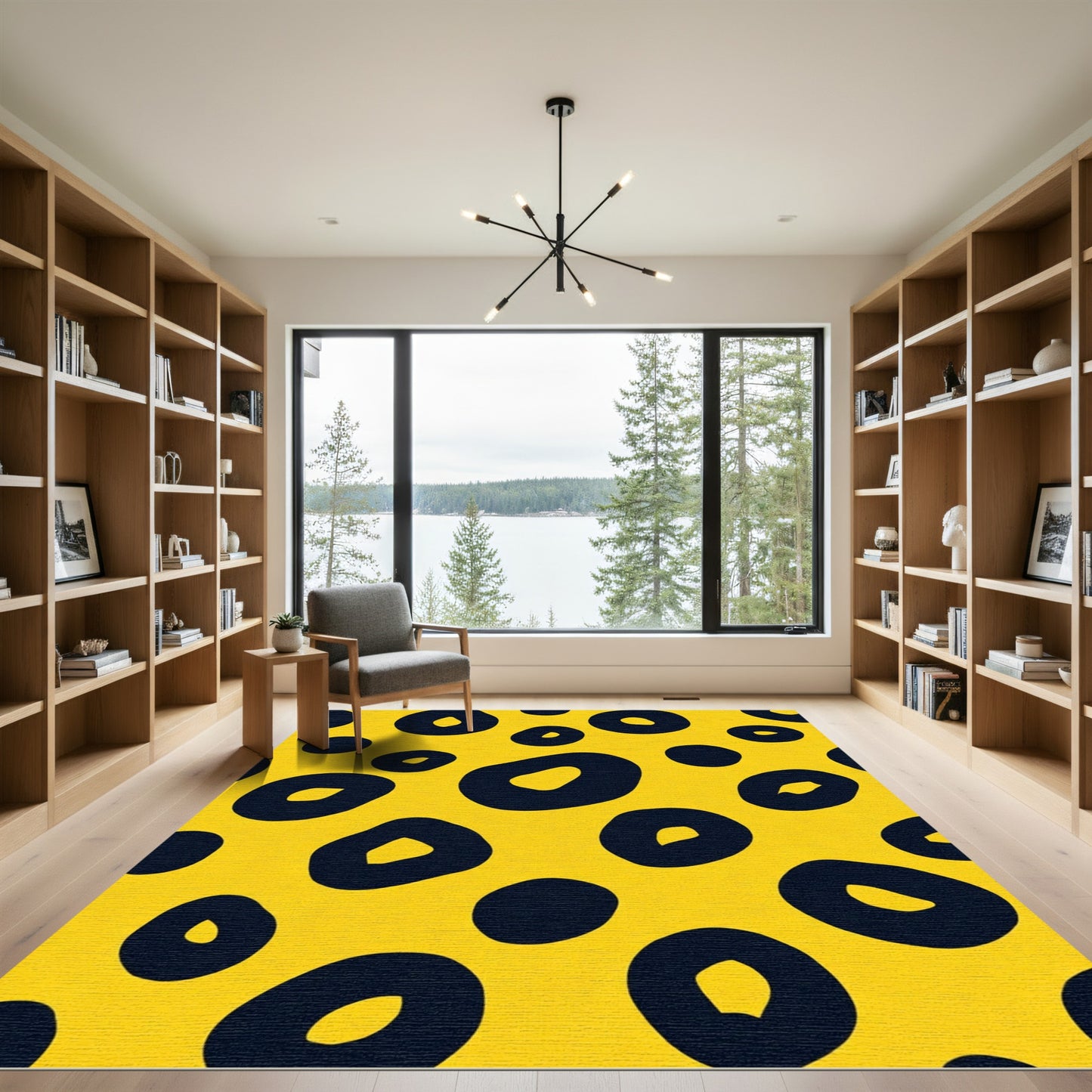Vibrant Yellow Black Animal Spot Rug