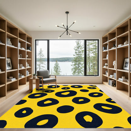 Vibrant Yellow Black Animal Spot Rug