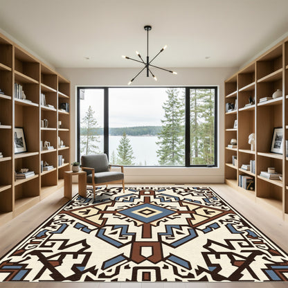 Geometric Diamond and Arrows Medallion Rug
