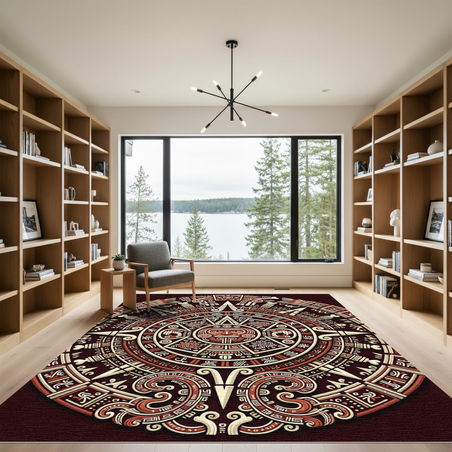 Ancient Sun Face Detailed Calendar Rug