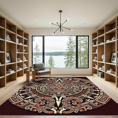 Ancient Sun Face Detailed Calendar Rug