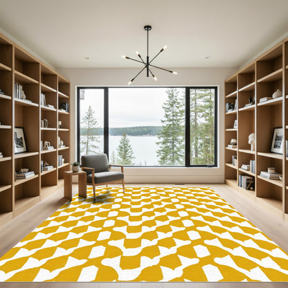 Amber Yellow Abstract Geometric Composition Rug