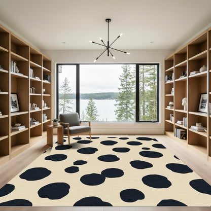 Bold Black Spot Cream Background Rug