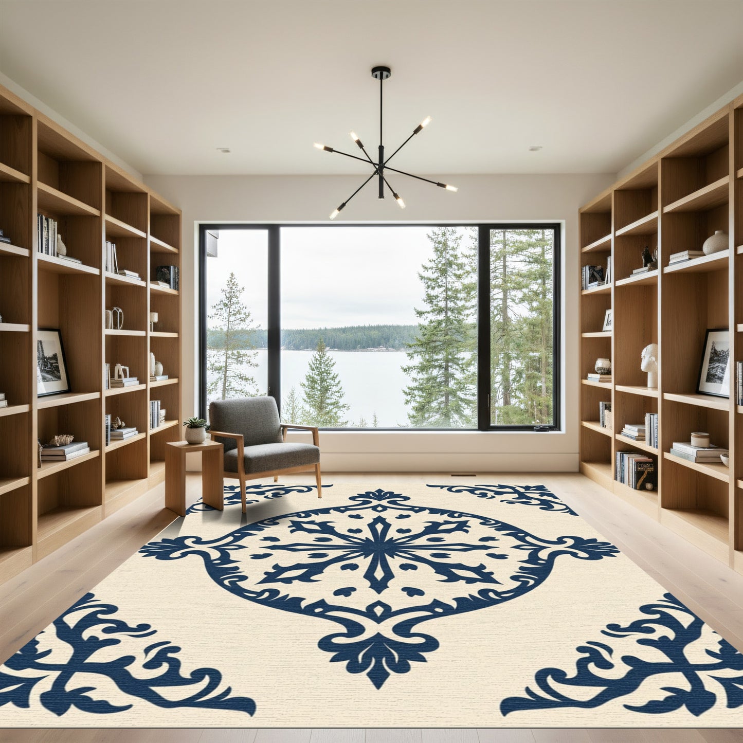 Deep Blue Vintage Medallion Ornament Rug