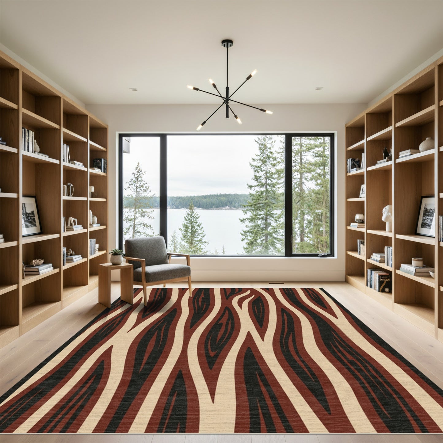 Deep Earthy Tone Vertical Grain Rug