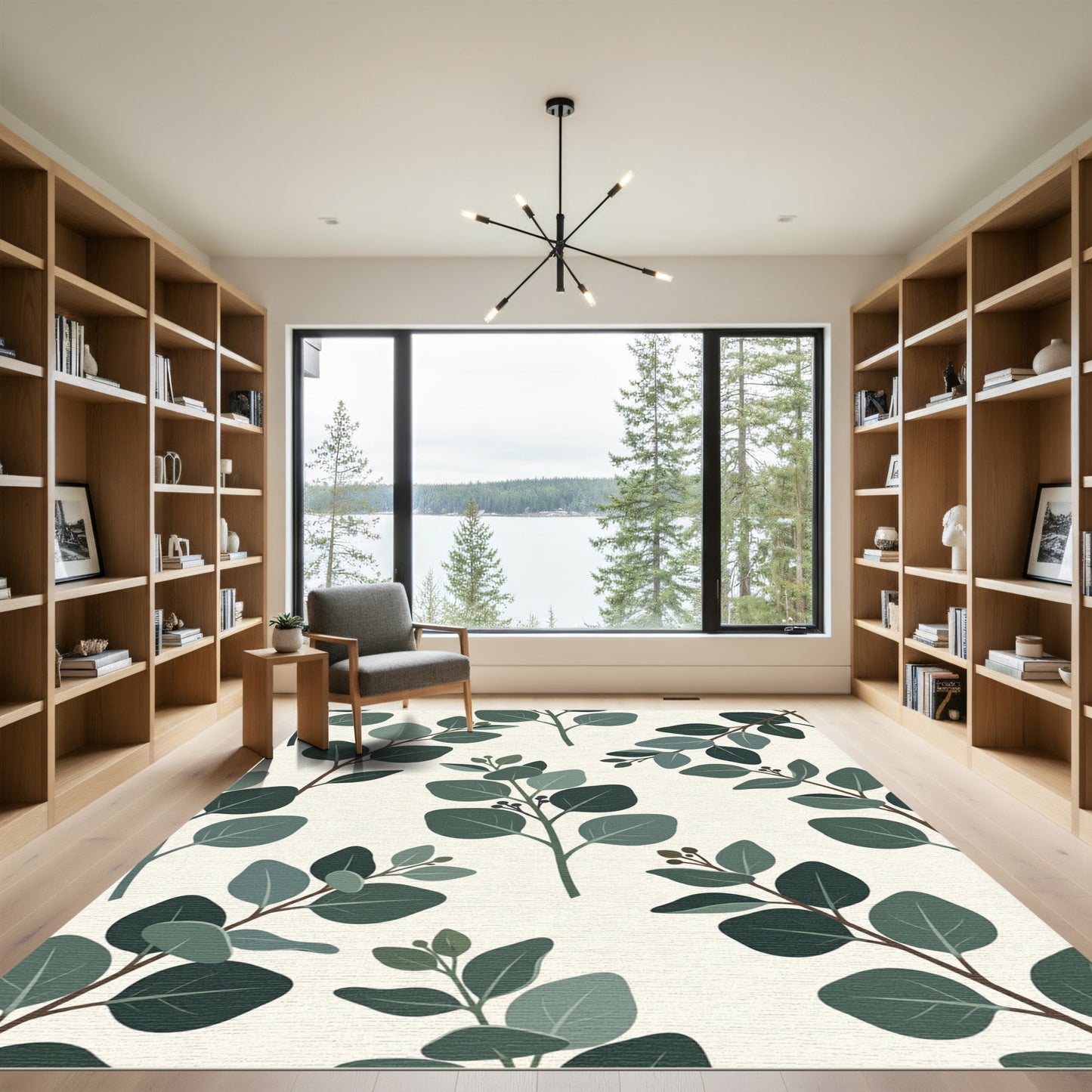 Earthy Green Eucalyptus Branches Rug