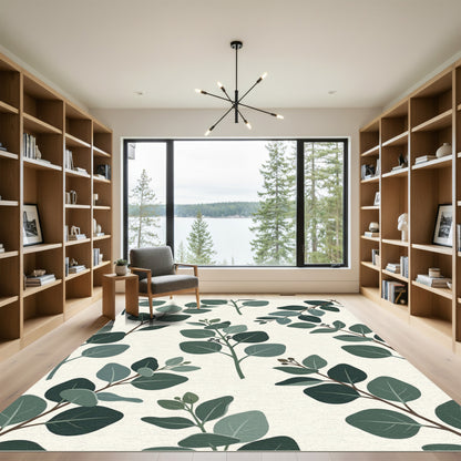 Earthy Green Eucalyptus Branches Rug