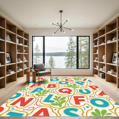 Playful Alphabet Garden Collage Rug
