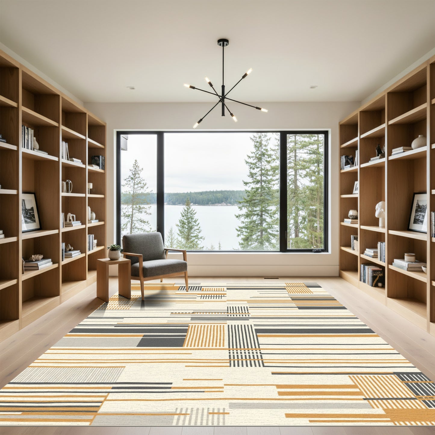 Terra Cotta Geometric Stripe Arrangement Rug