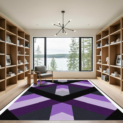 Purple Geometric Chevron Block Rug