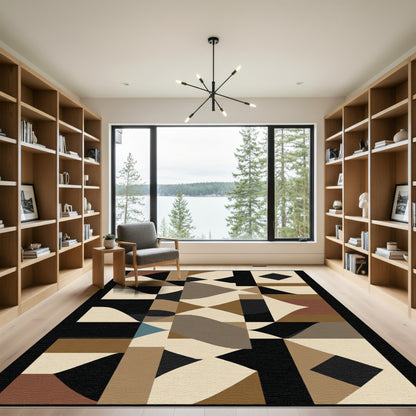 Earthy Tones Geometric Abstract Rug