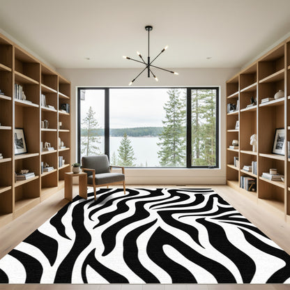 Bold Black White Animal Hide Rug