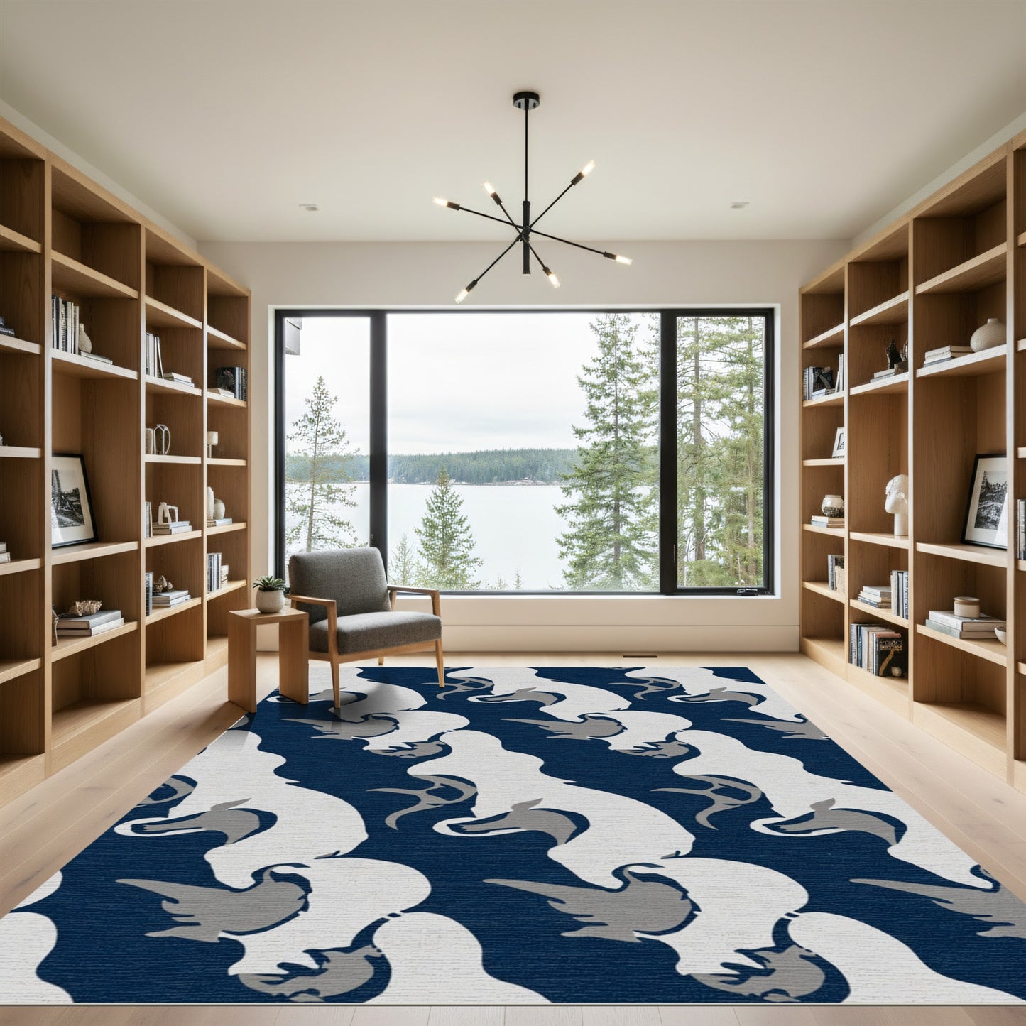 White Crimson Hound Abstract Rug