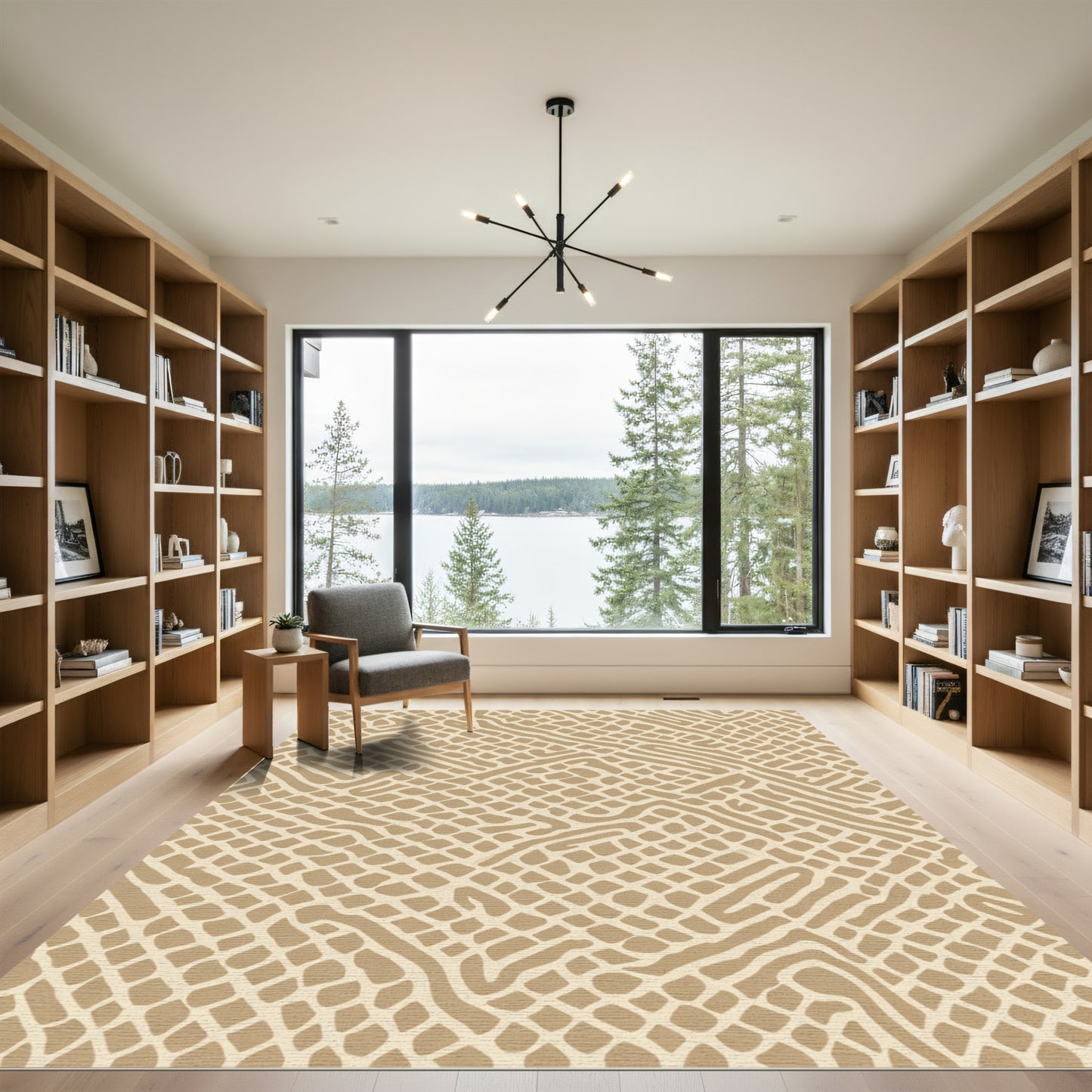 Rustic Beige Woven Abstract Texture Rug