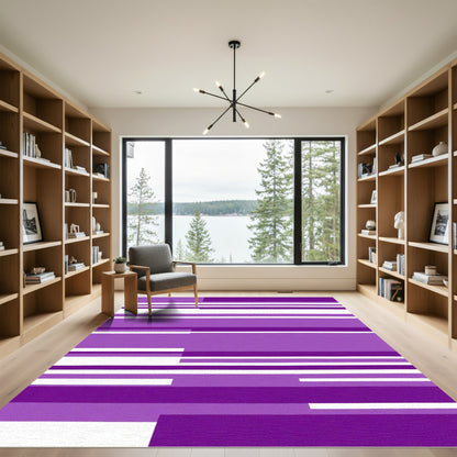 Amethyst Purple Geometric Stripe Rug