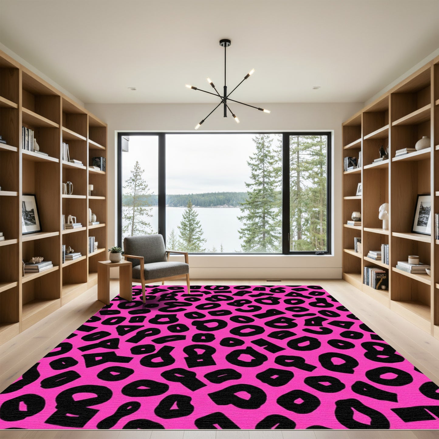 Pink Black Animal Spots Rug