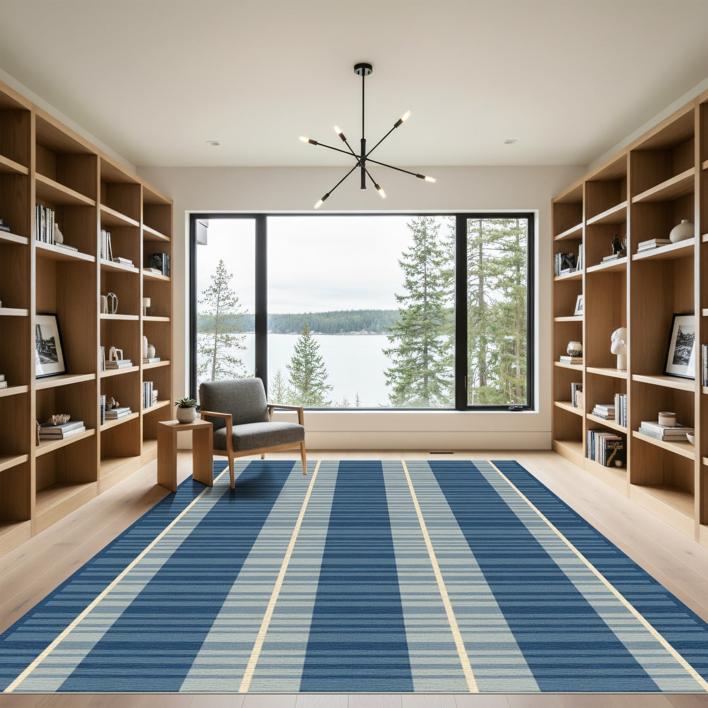 Navy Blue Wide Stripe Rug