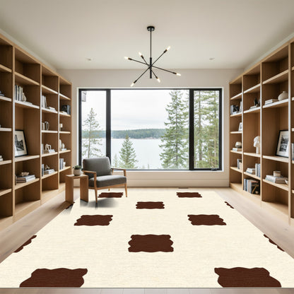 Cream Chocolate Checkered Squares Rug