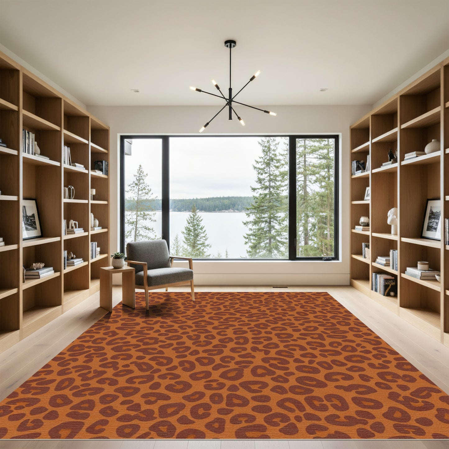 Chic Brown Animal Spots Accent Rug