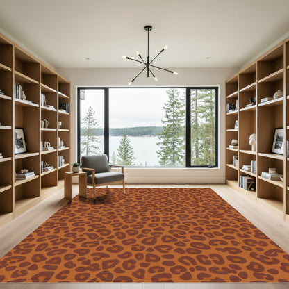 Chic Brown Animal Spots Accent Rug