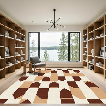 Geometric Earth Tones Abstract Houses Rug
