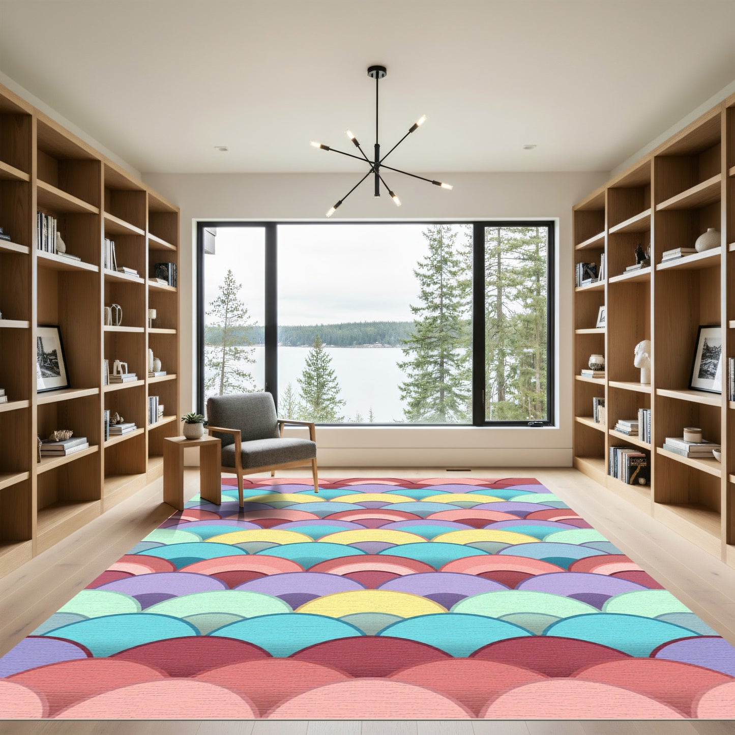 Pastel Scales Geometric Shimmer Rug