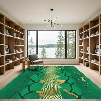 Emerald Green Snake Skin Texture Rug
