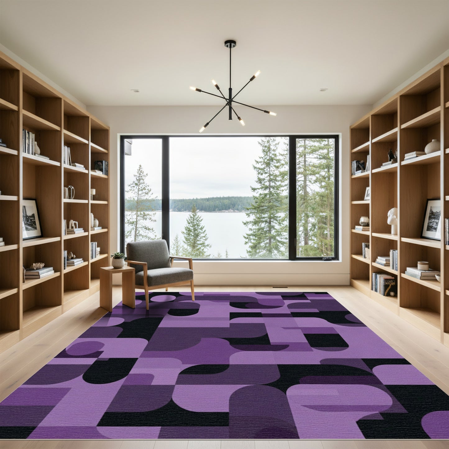 Faceted Purple Geometric Abstract Rug