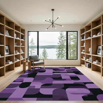 Faceted Purple Geometric Abstract Rug