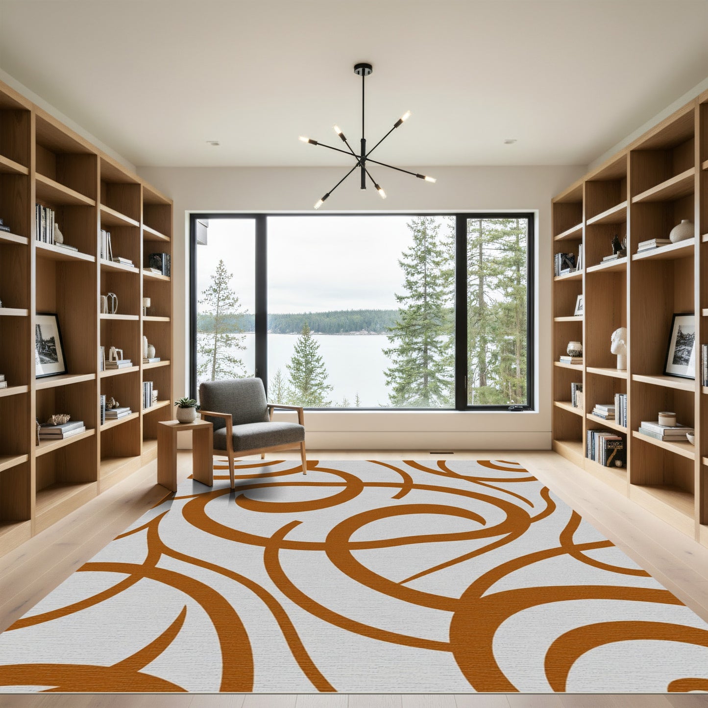 Earthy Swirl Abstract Composition Rug