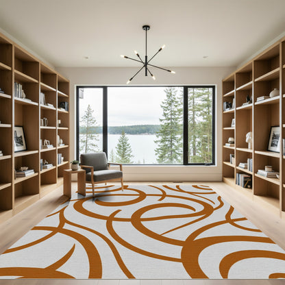 Earthy Swirl Abstract Composition Rug