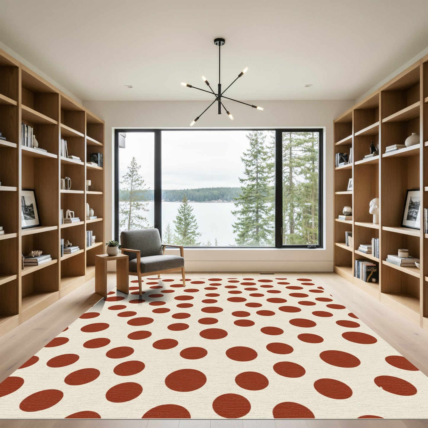 Cream And Red Polka Dots Rug