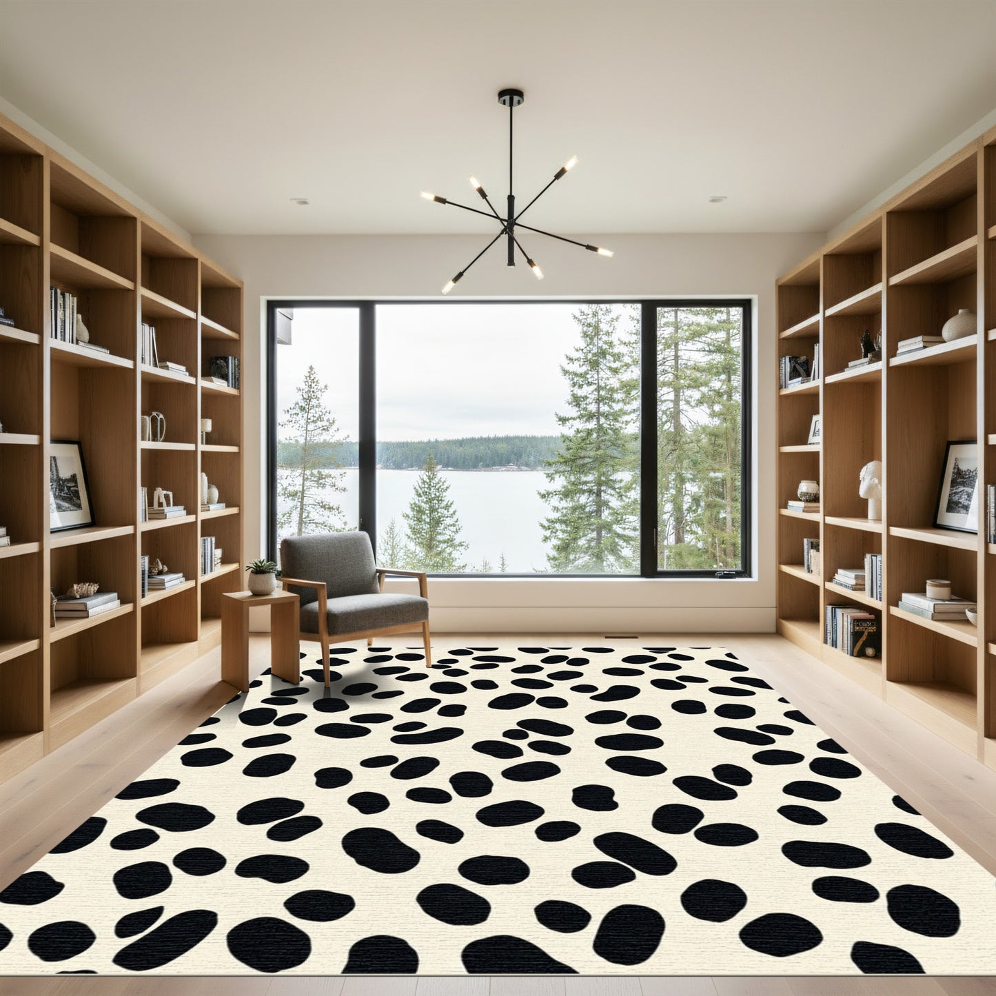 Cream and Black Spotty Scatter Rug