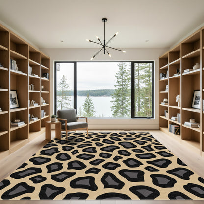 Tan and Black Animal Spots Rug