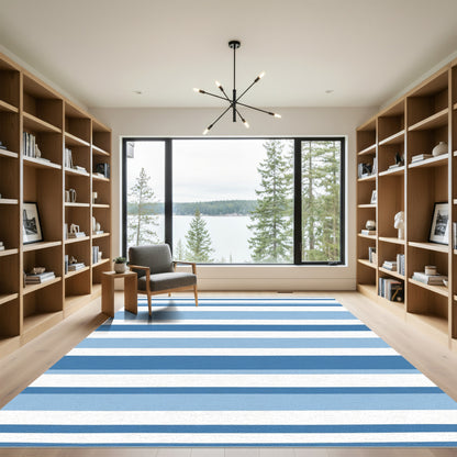 Modern Blue Indigo Stripe Rug