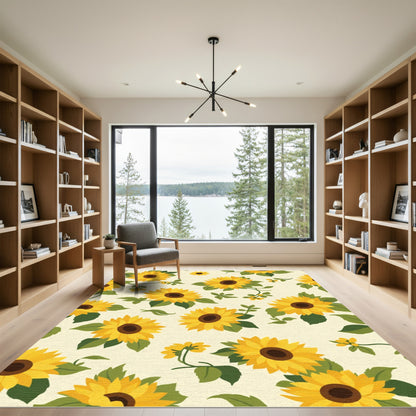Golden Yellow Sunflower Garden Arrangement Rug