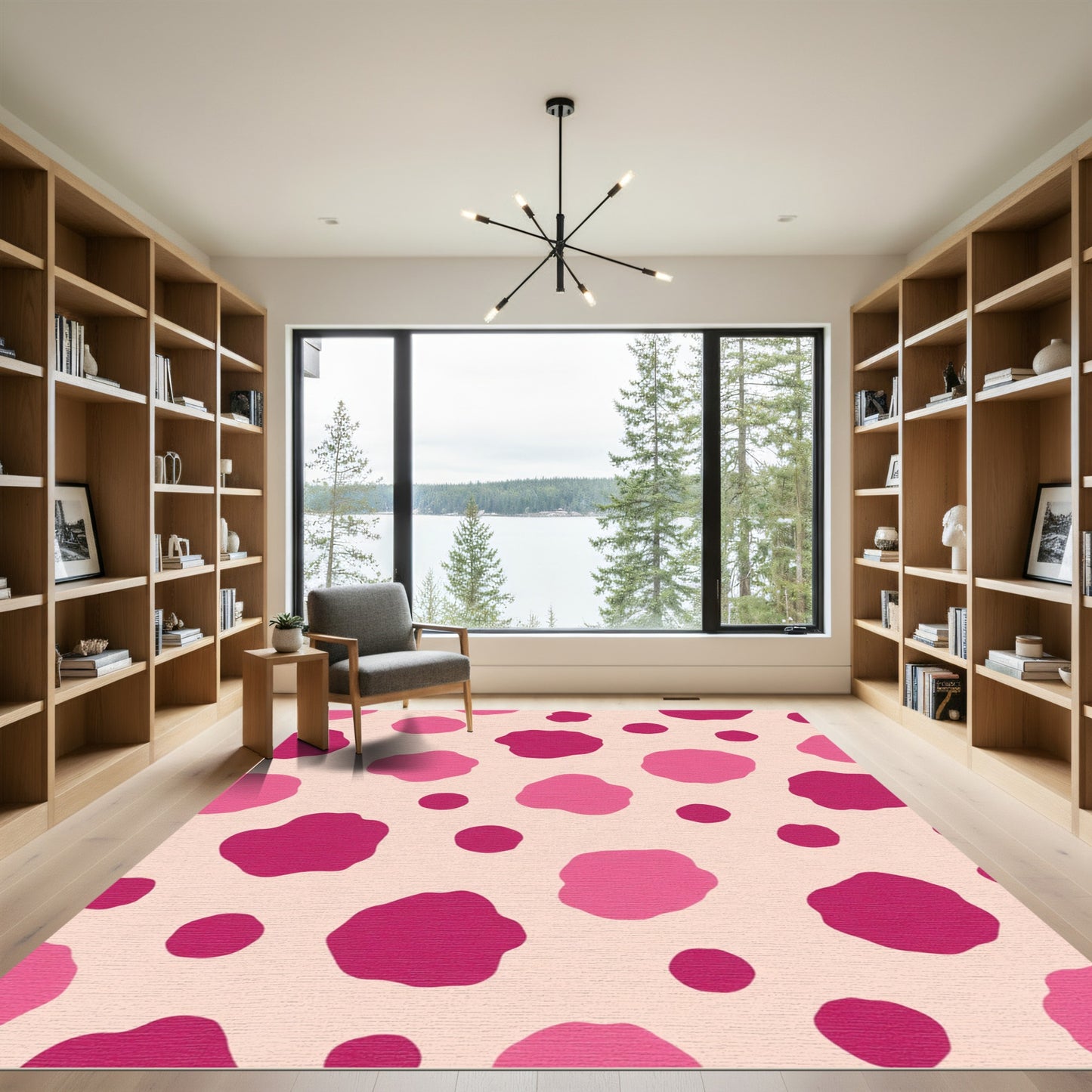 Pink Giraffe Spotty Background Rug