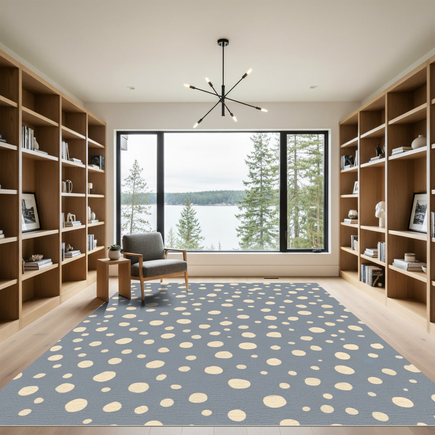 Soft Cream Polka Dot Mid-Century Rug