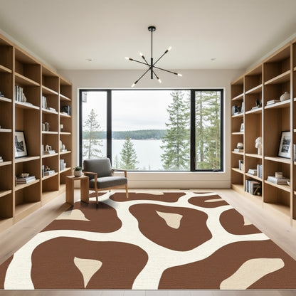 Brown Cream Abstract Animal Print Rug