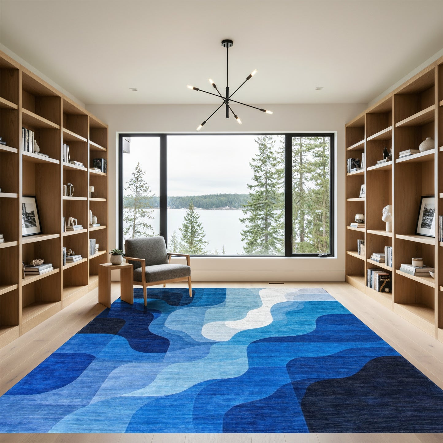 Navy Indigo Wavy Layers Rug