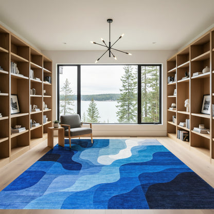 Navy Indigo Wavy Layers Rug