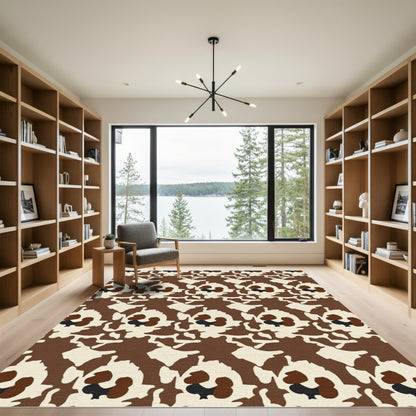 Brown and Cream Abstract Camouflage Rug