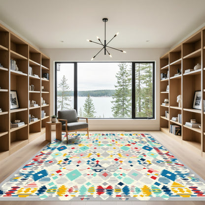 Colorful Geometric Diamond Tribal Rug