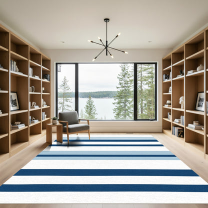 Navy Blue Sky Striped Rug